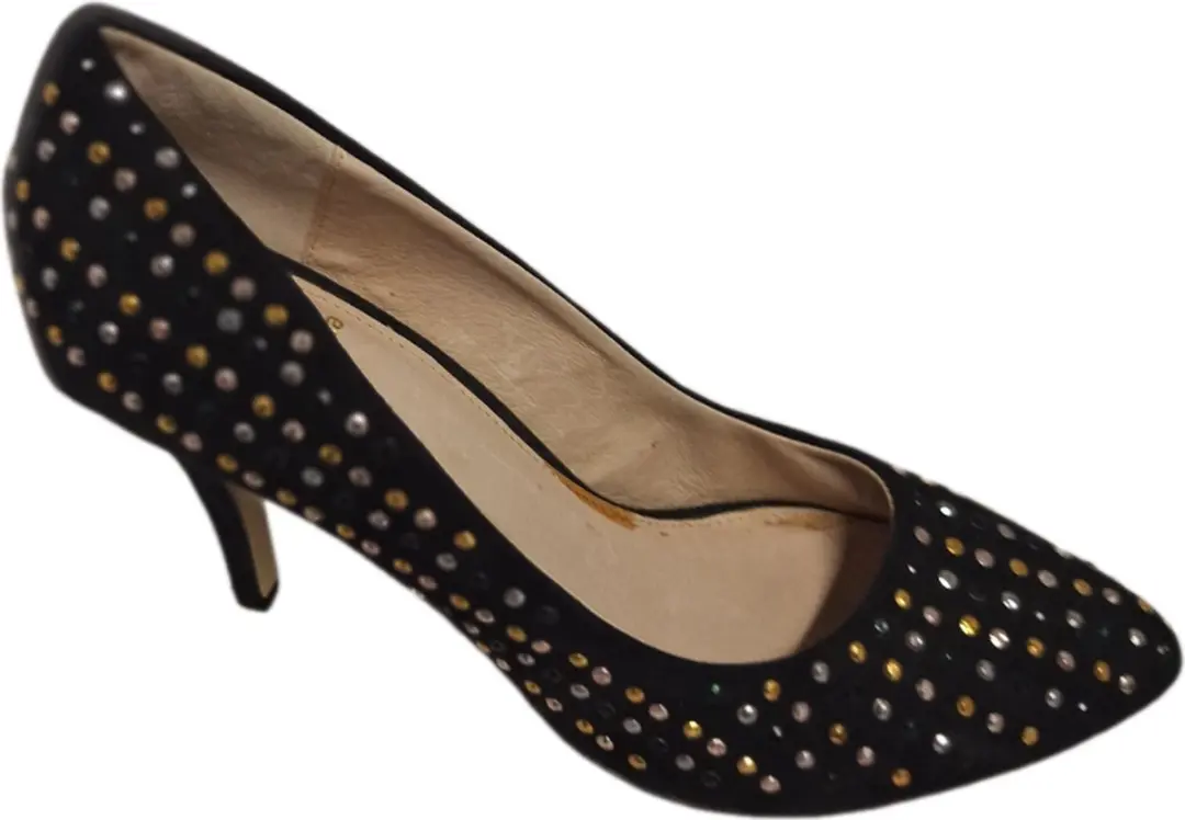 LA STRADA-PUMPS-BLACK-MICRO- STUDS -SIZE 41