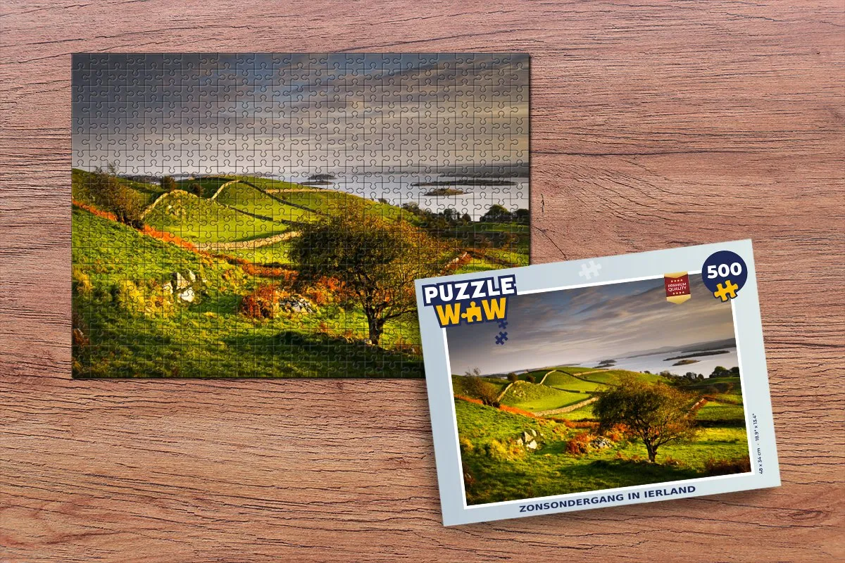 PuzzleWow Legpuzzel Zonsondergang Ierland 500 Stuks - Multicolor