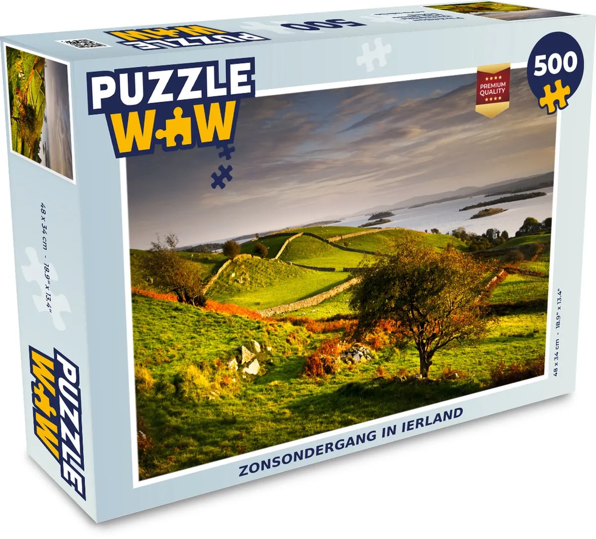 PuzzleWow Legpuzzel Zonsondergang Ierland 500 Stuks - Multicolor