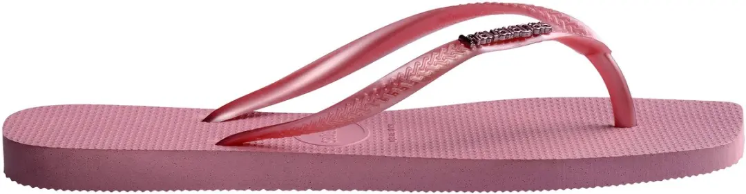 Metalen teenslippers met slank vierkant logo