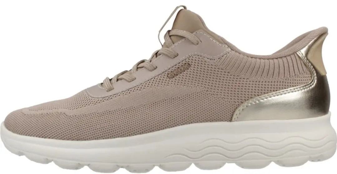 Geox Spherica Plus Dames Sneakers - Licht Taupe/Goud - Maat 38