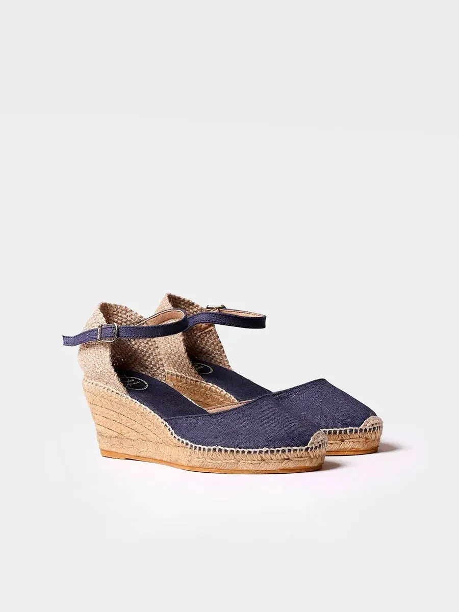 Espadrilles met sleehak van jute en gesp