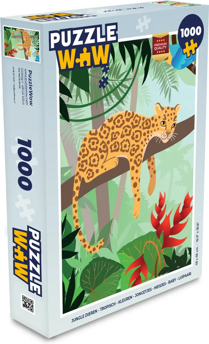 PuzzleWow Jungle Dieren Legpuzzel 1000 Stuks - Multicolor