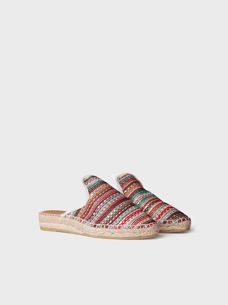 Rugloze espadrille voor dames van veelkleurige stof