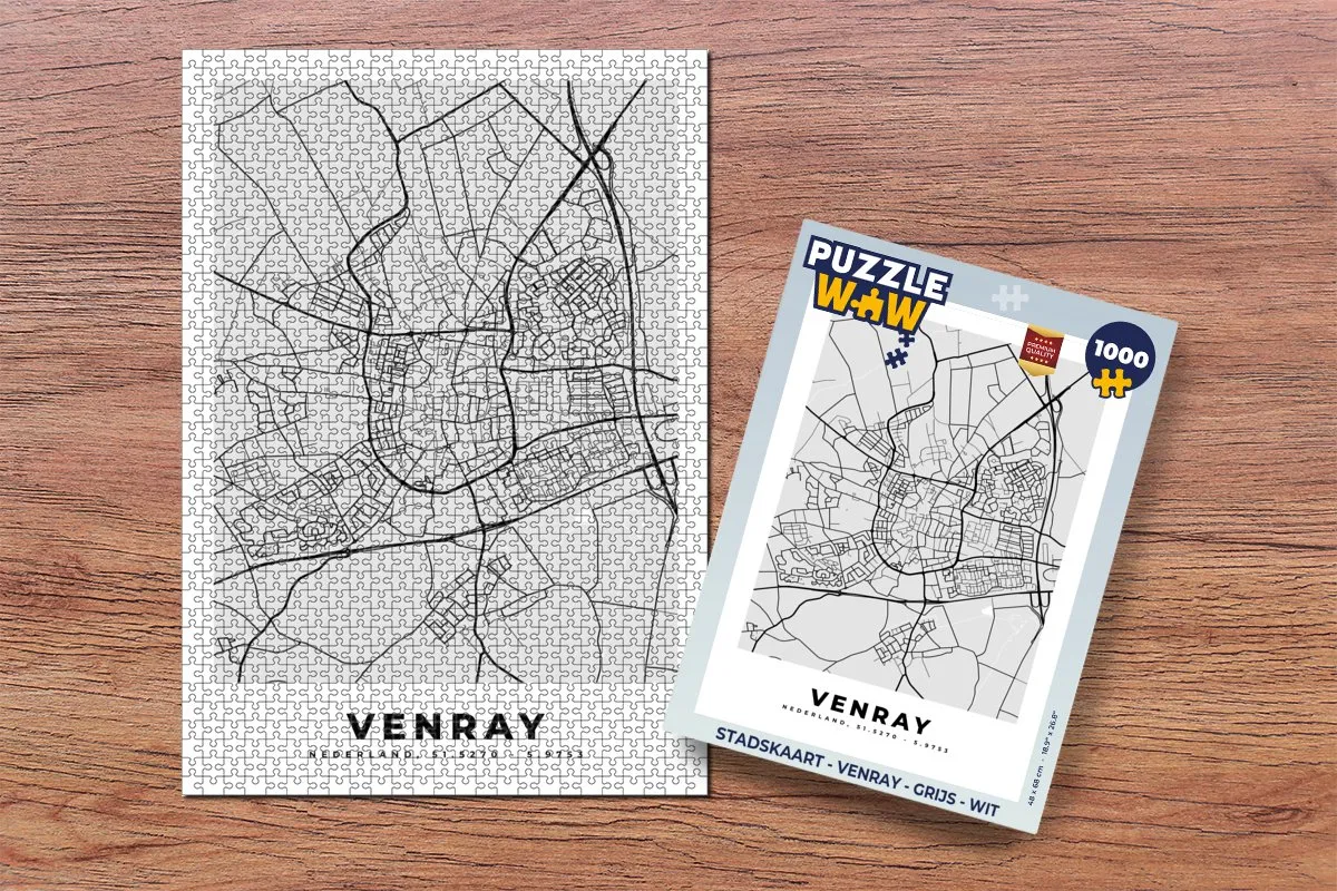 PuzzleWow Stadskaart Venray Legpuzzel 1000 Stuks - Multicolor
