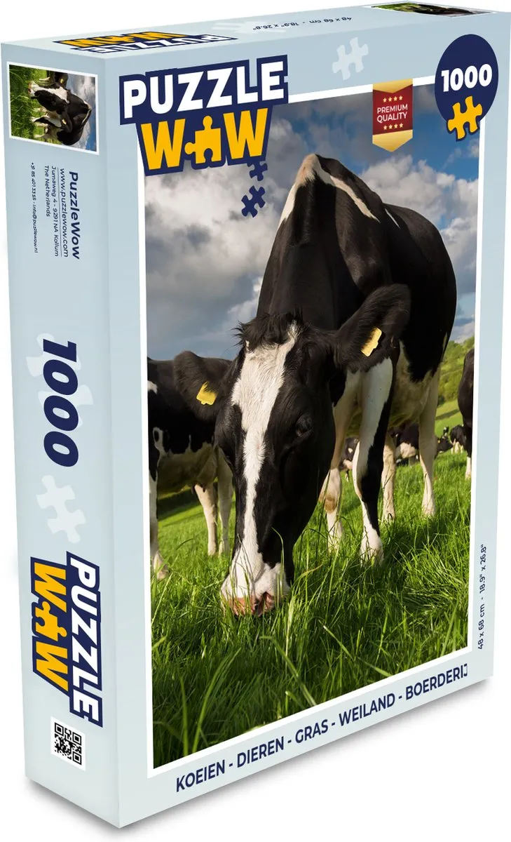 PuzzleWow Legpuzzel Koeien & Boerderij 1000 Stuks - Multicolor