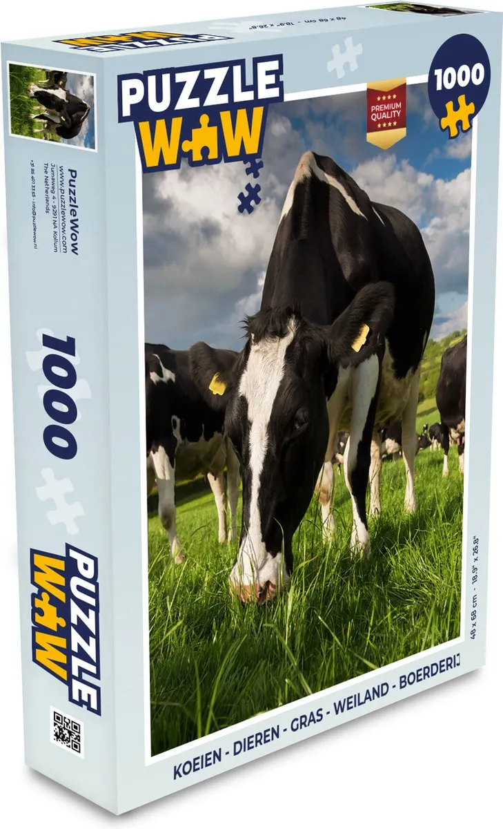 PuzzleWow Legpuzzel Koeien & Boerderij 1000 Stuks - Multicolor