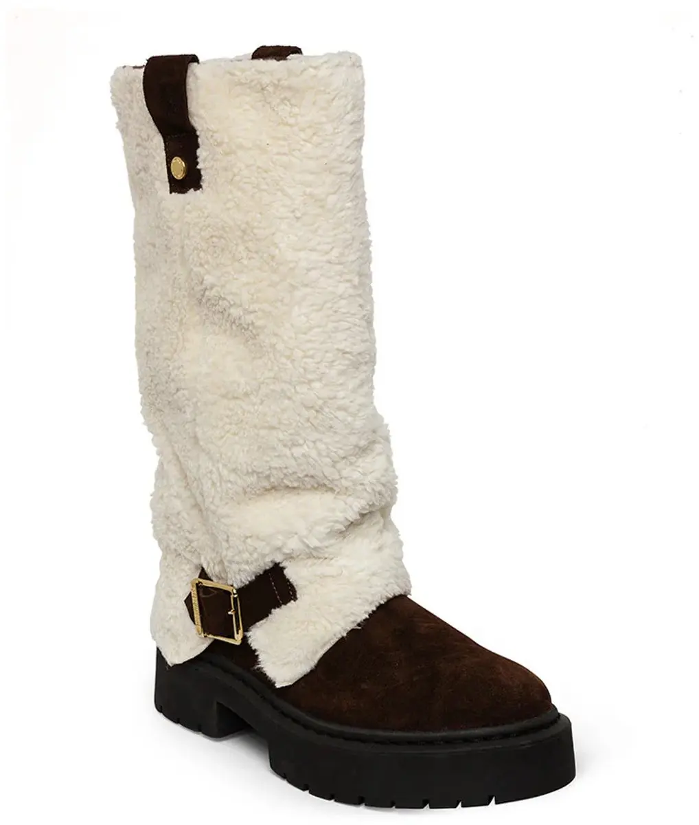 Steve Madden Godiva Dameslaarzen SM11003413 - 39 - Beige/donkerbruin