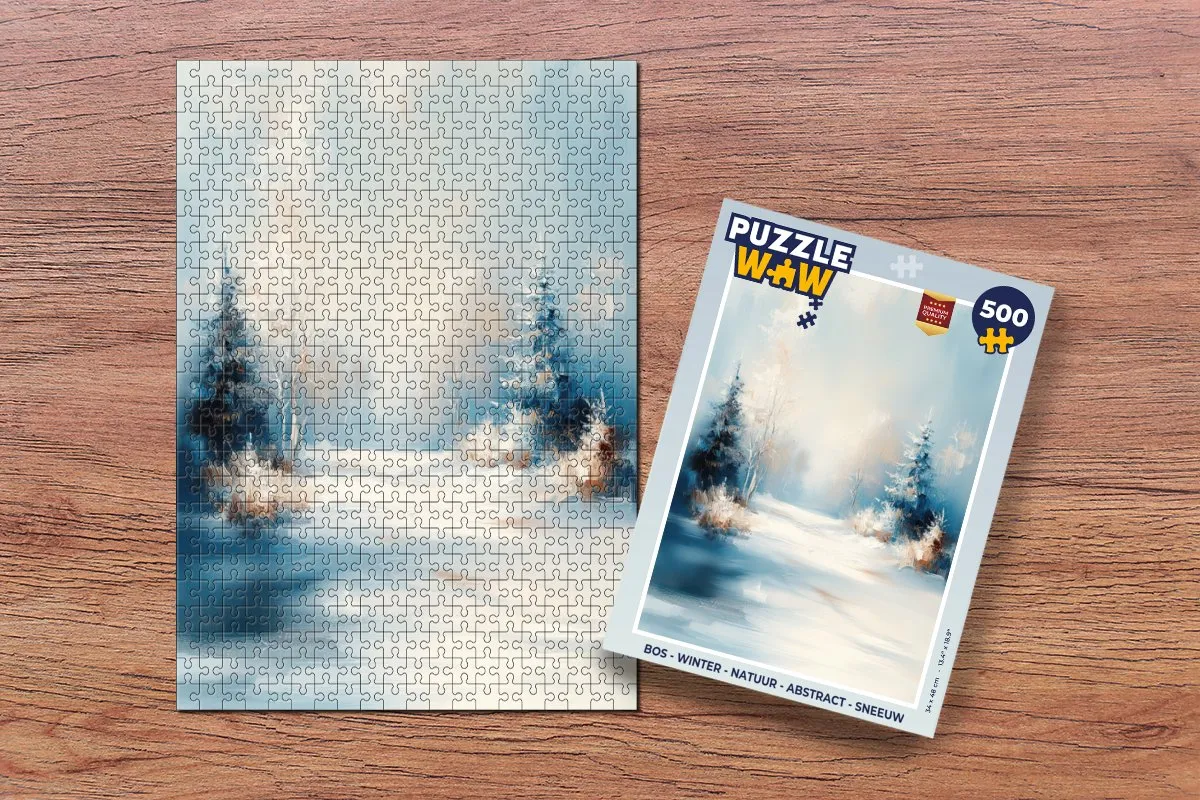 PuzzleWow Winter Landschap Legpuzzel 500 Stuks - Blauw