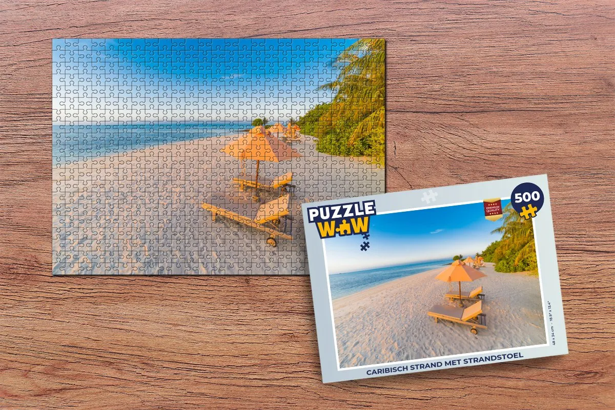 PuzzleWow Caribisch Strand Legpuzzel 500 Stuks - Multicolor