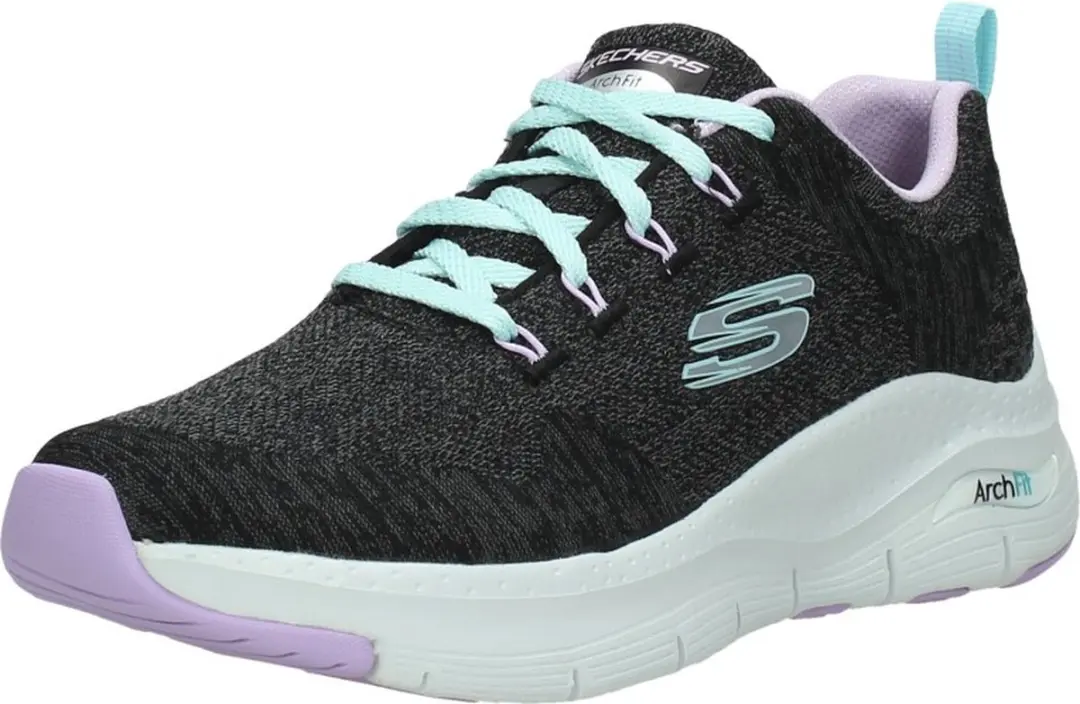 Skechers Arch Fit Comfy Wave Dames Sneakers - Zwart