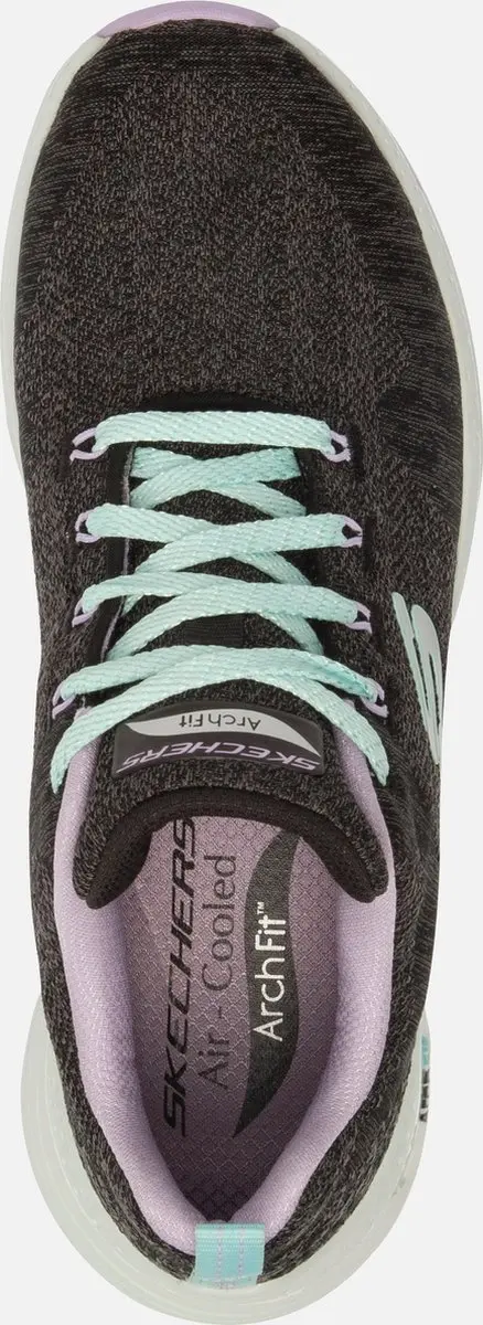 Skechers Arch Fit Comfy Wave Dames Sneakers - Zwart