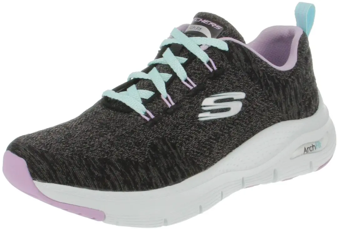 Skechers Arch Fit Comfy Wave Dames Sneakers - Zwart