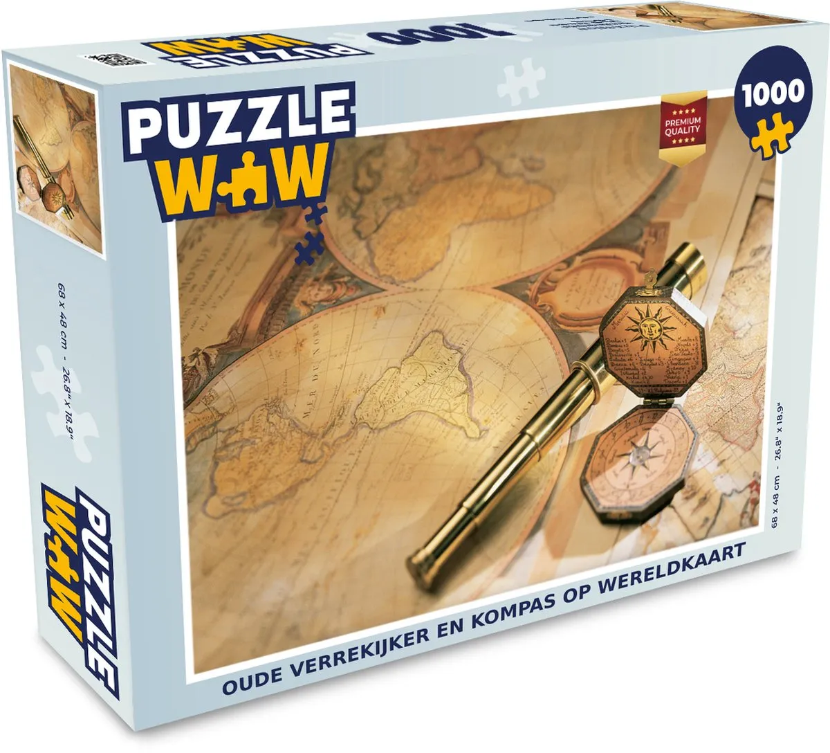 PuzzleWow Legpuzzel Oude Verrekijker & Kompas 1000 Stuks