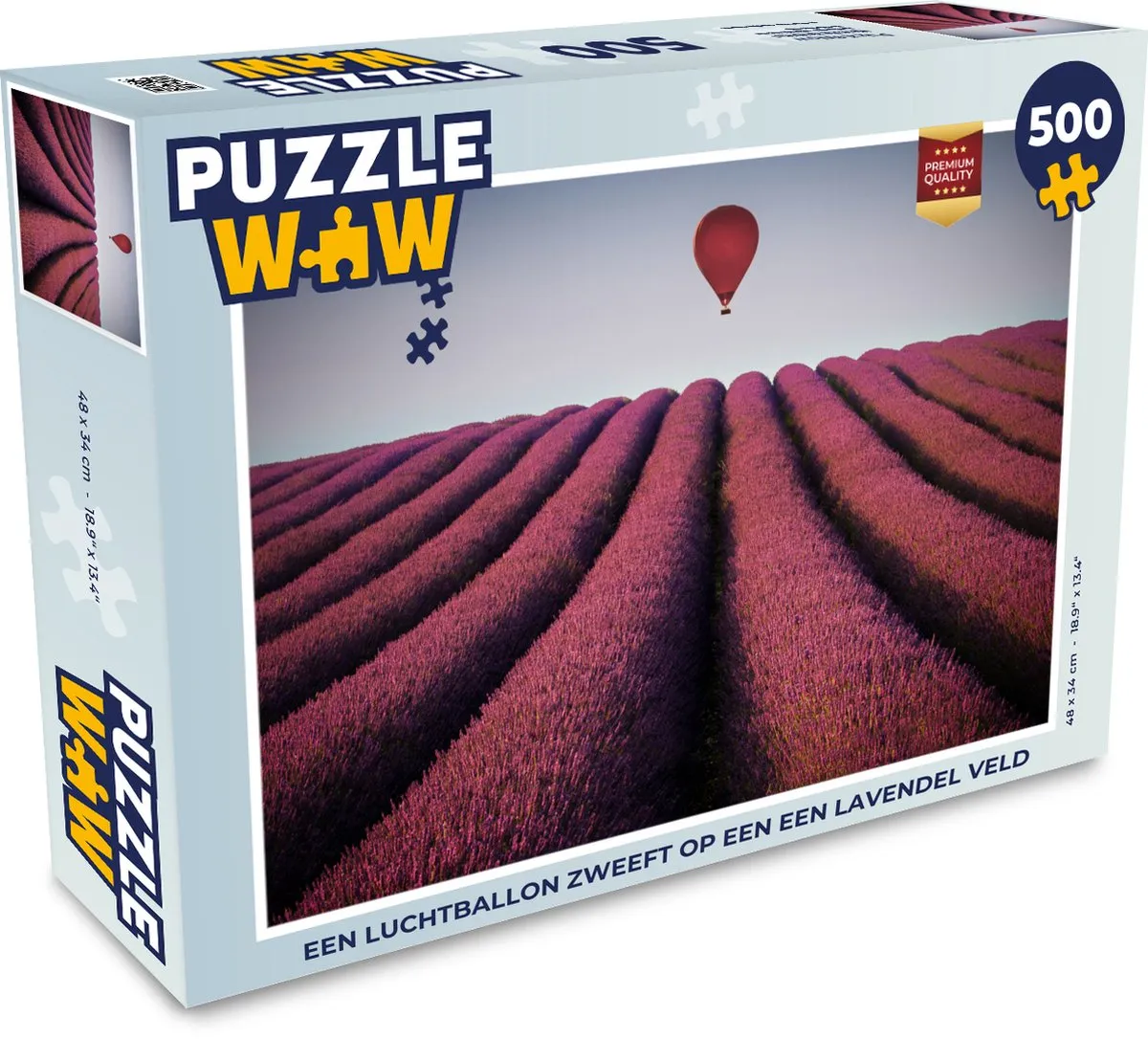 PuzzleWow Luchtballon Bloemen Lavendel Legpuzzel 500 Stuks - Multicolor