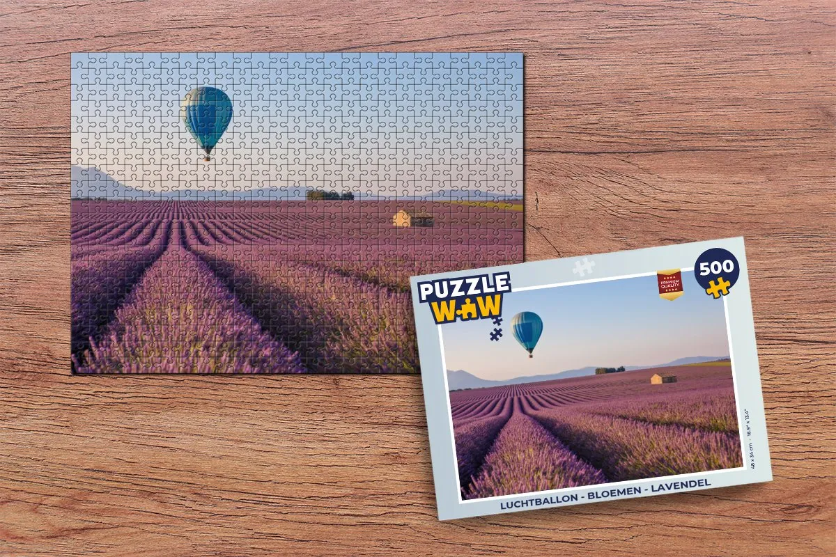 PuzzleWow Luchtballon Bloemen Lavendel Legpuzzel 500 Stuks - Multicolor