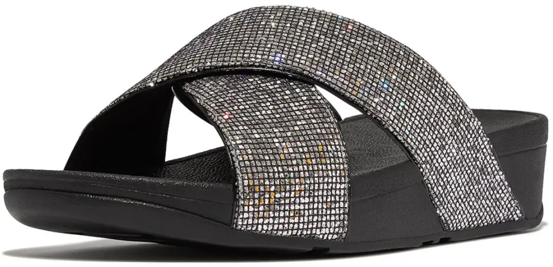 FitFlop Lulu Cross Slide Glitterball - Zilver - Maat 40