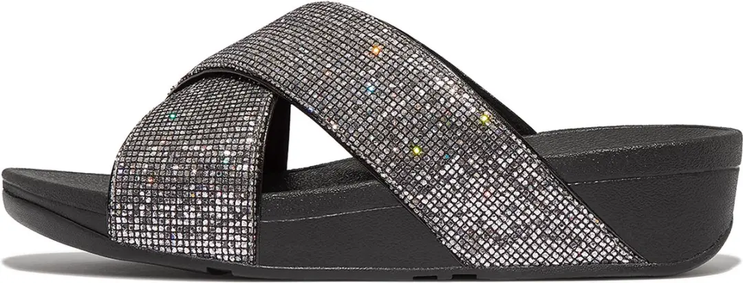 FitFlop Lulu Cross Slide Glitterball - Zilver - Maat 40