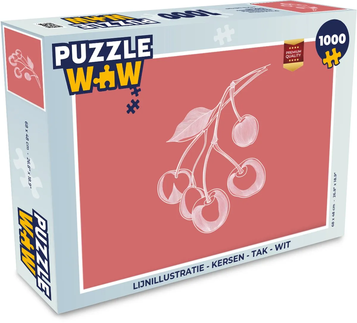 PuzzleWow Lijnillustratie Kersen Tak - 1000 Puzzeldelen - Wit