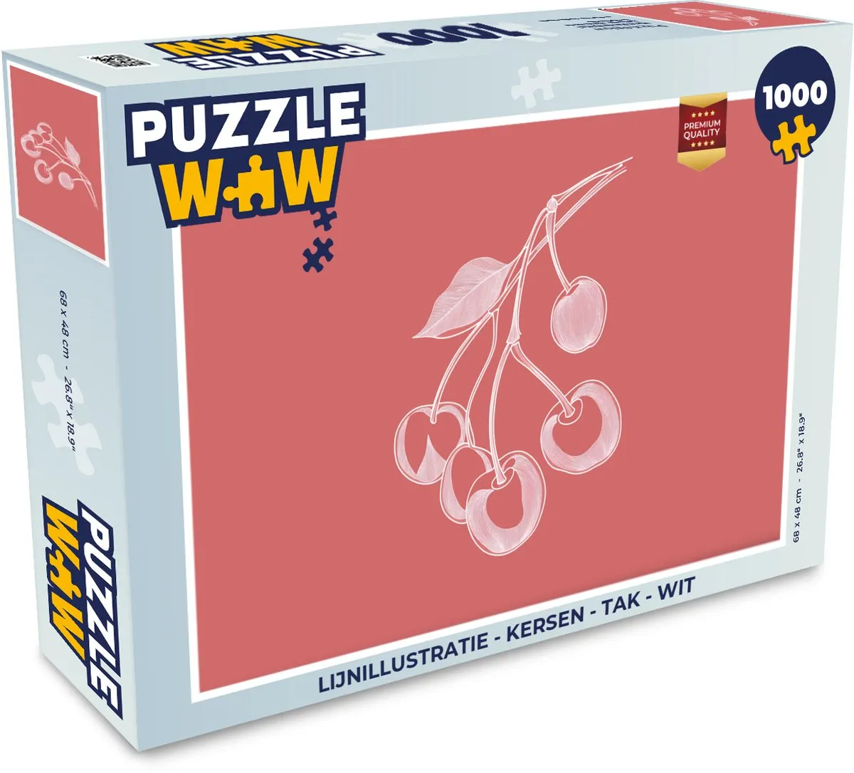 PuzzleWow Lijnillustratie Kersen Tak - 1000 Puzzeldelen - Wit