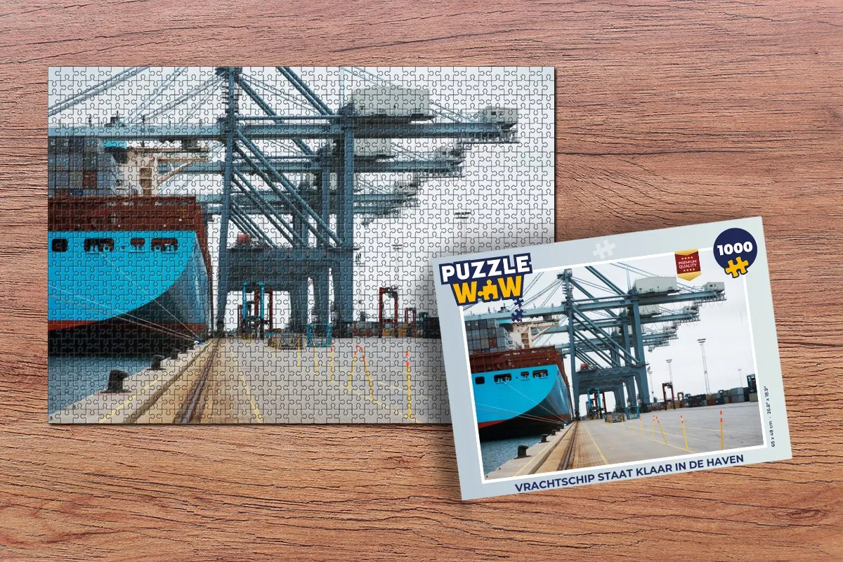 PuzzleWow Vrachtschip in de haven Legpuzzel 1000 Stuks - Multicolor