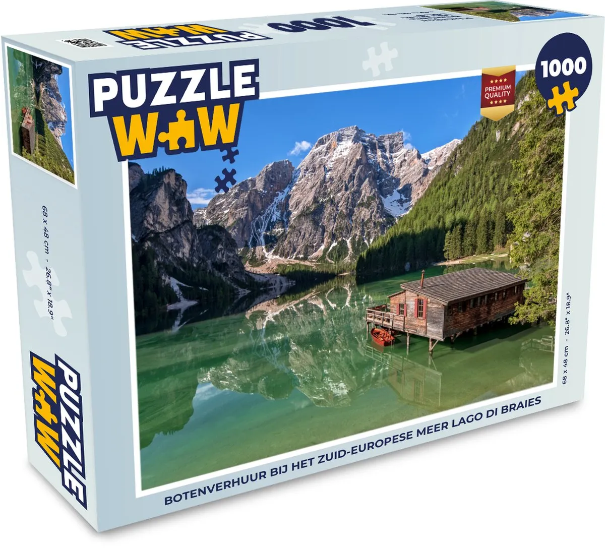 PuzzleWow Legpuzzel Botenverhuur Lago di Braies 1000 Stuks - Multicolor