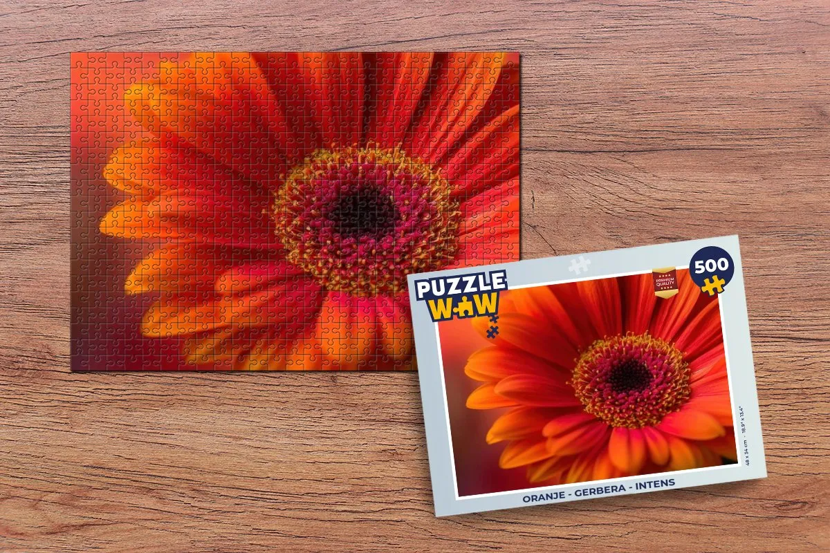 PuzzleWow Gerbera Legpuzzel 500 Stuks - Oranje