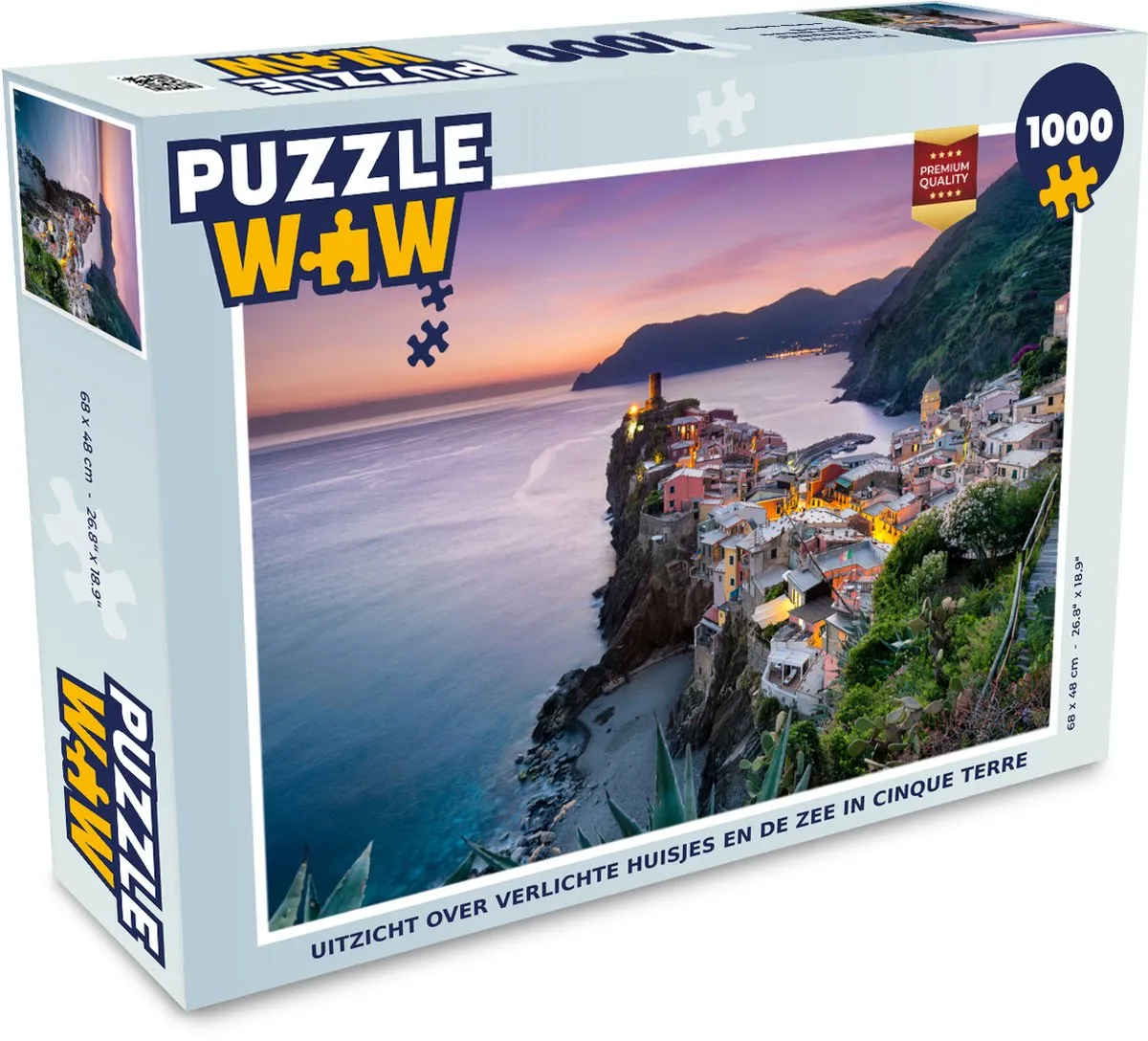 PuzzleWow Legpuzzel Cinque Terre 1000 Stuks - Multicolor
