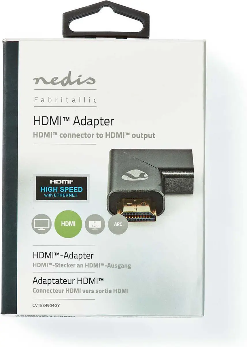 Nedis HDMI Adapter CVTB34904GY - Rechts Gehoekt - Verguld - Aluminium