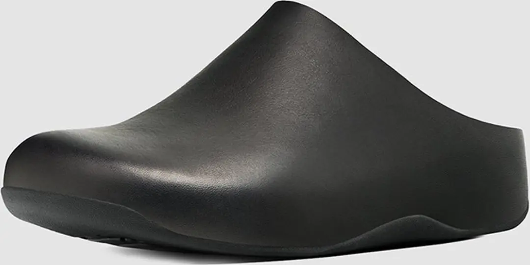 FitFlop Shuv Leren Pantoffels/Sloffen ZWART