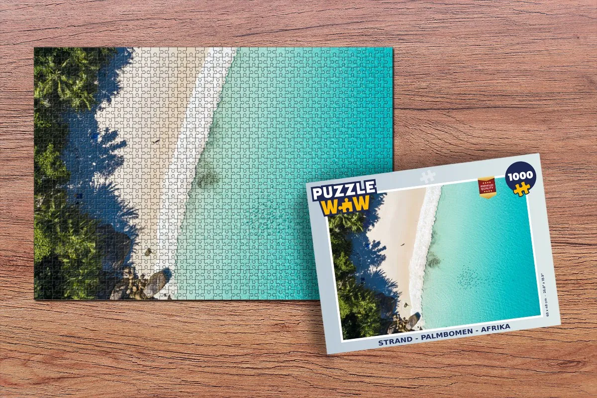 PuzzleWow Legpuzzel 1000 Stuks - Strand & Palmbomen Afrika - Multicolor