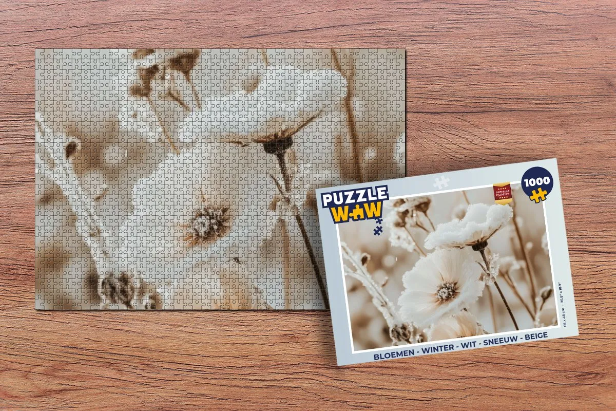 PuzzleWow Bloemen Legpuzzel 1000 Stuks - Wit/Beige