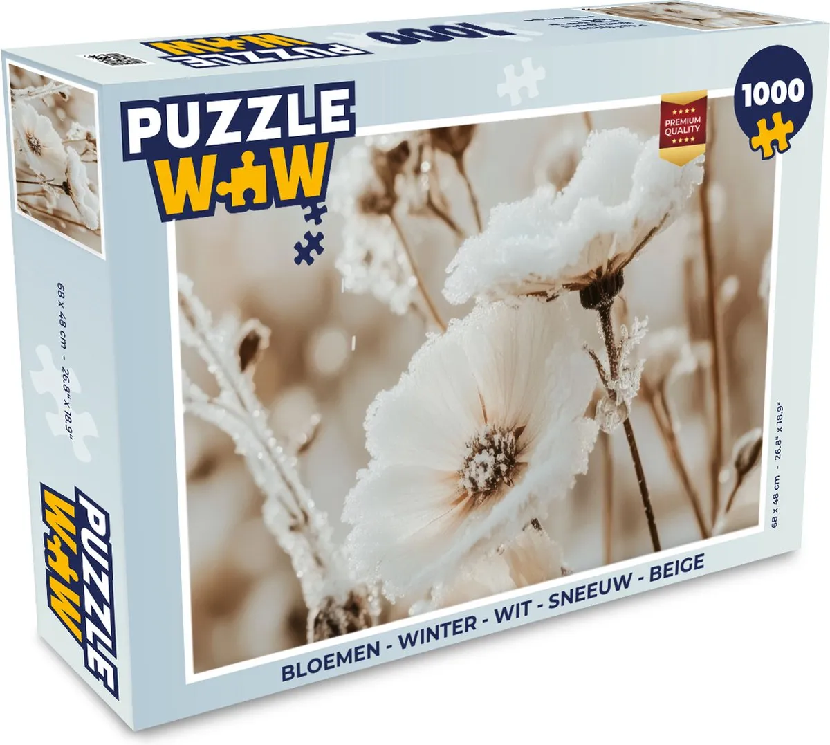 PuzzleWow Bloemen Legpuzzel 1000 Stuks - Wit/Beige