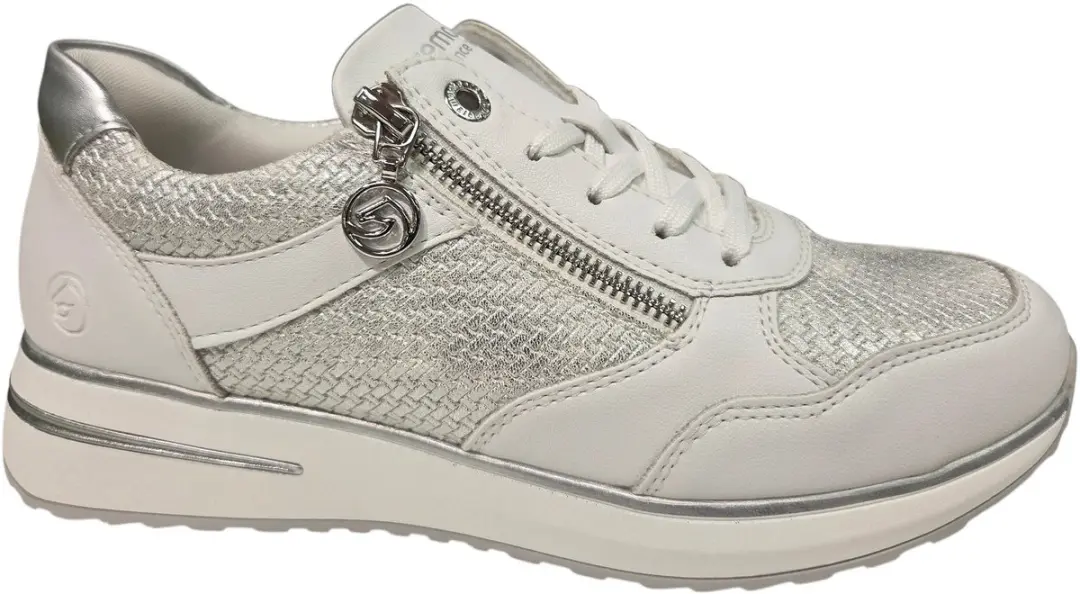 Remonte D1G08-80 Sneakers Wit Zilver Leer Dames