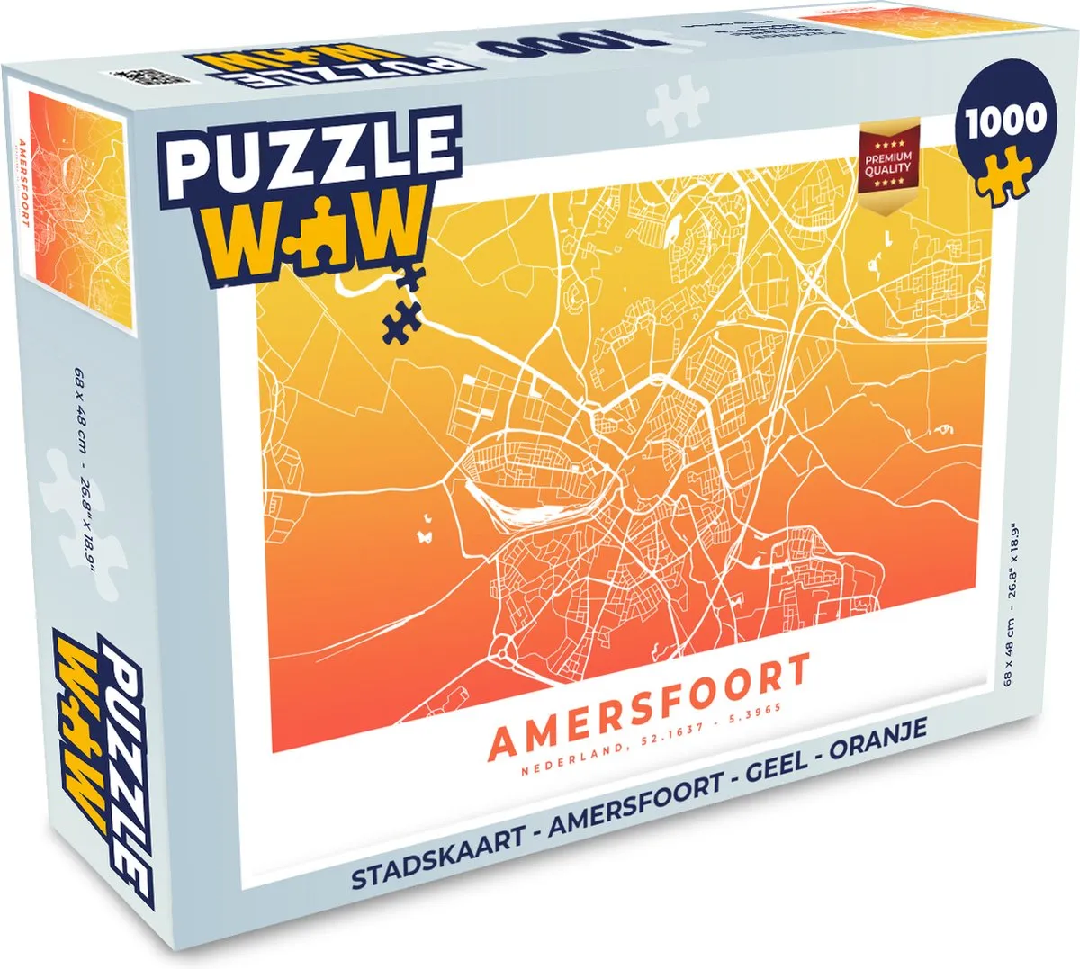 PuzzleWow Stadskaart Amersfoort Legpuzzel 1000 Stuks - Multicolor