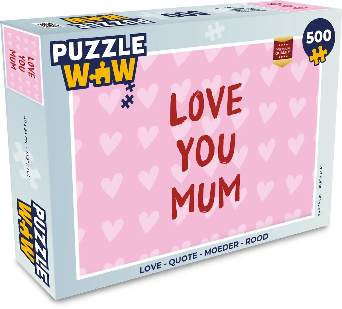 PuzzleWow Love - Moeder Puzzel 500 Stuks - Rood