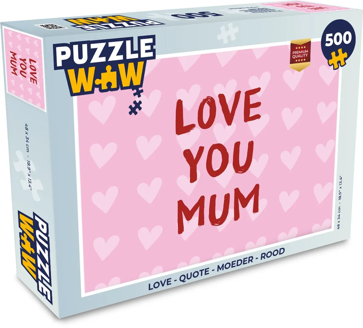 PuzzleWow Love - Moeder Puzzel 500 Stuks - Rood