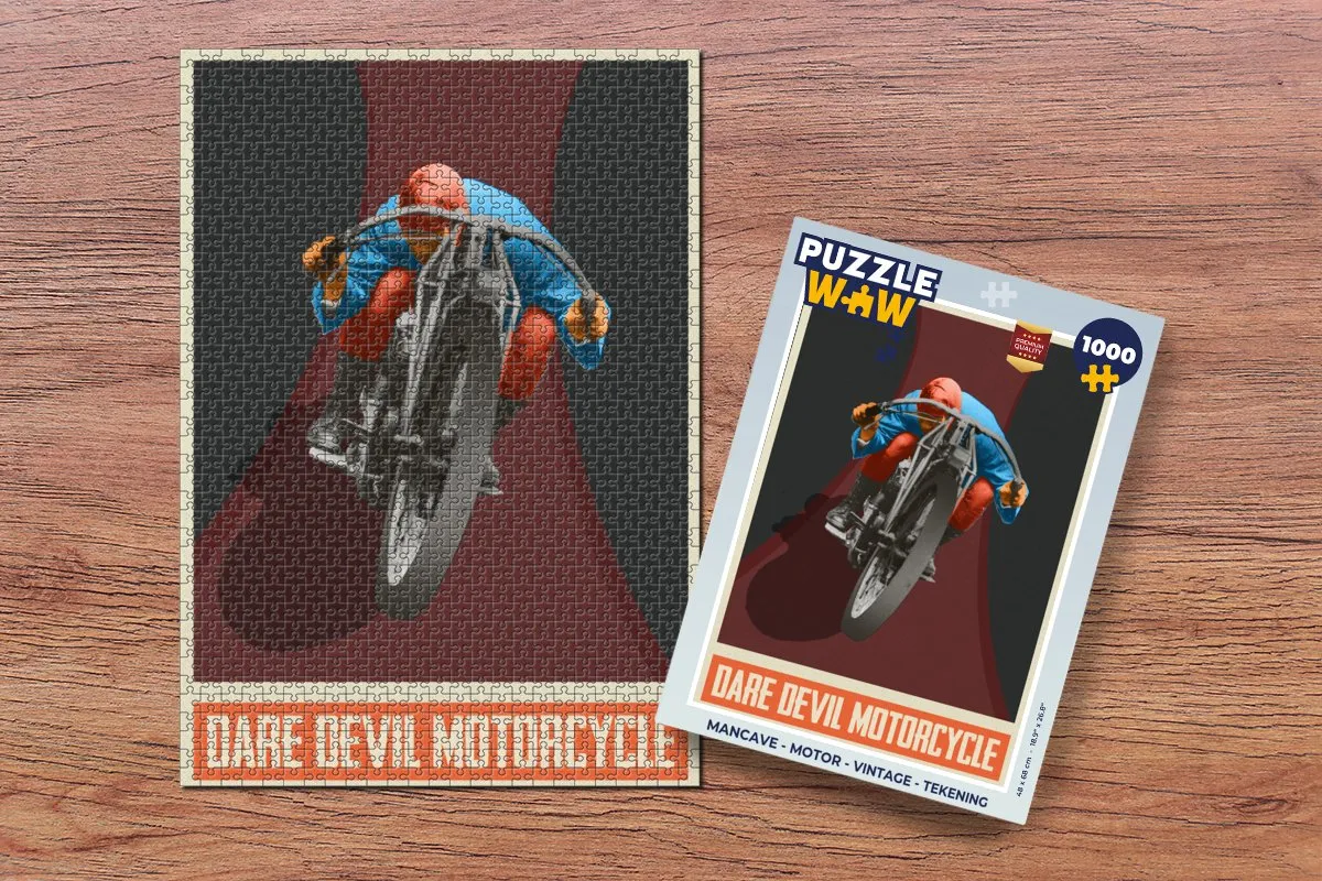 PuzzleWow Mancave Motor Vintage Legpuzzel 1000 Stuks - Multicolor