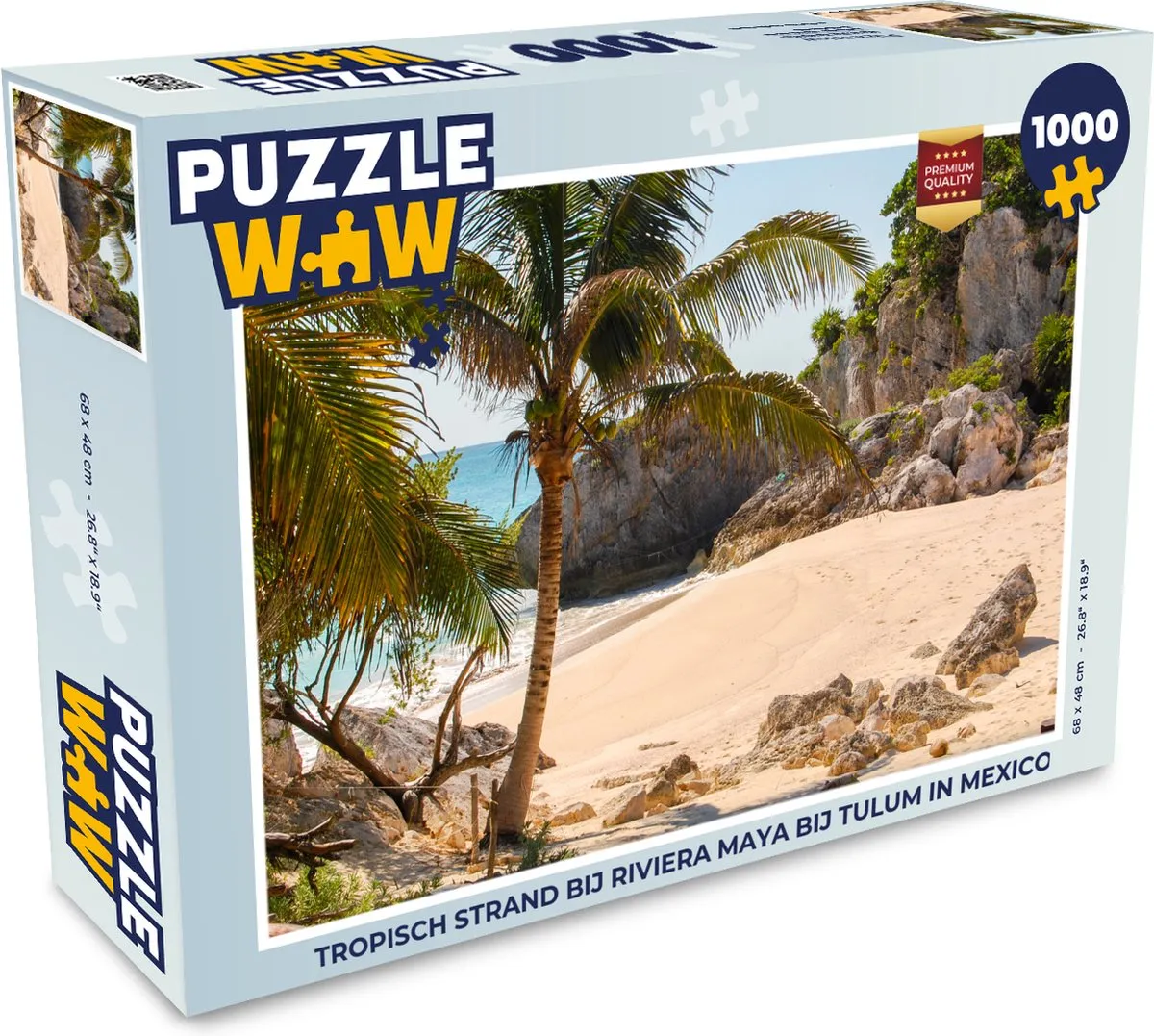 PuzzleWow Tropisch Strand Riviera Maya Tulum Legpuzzel 1000 Stuks - Multicolor