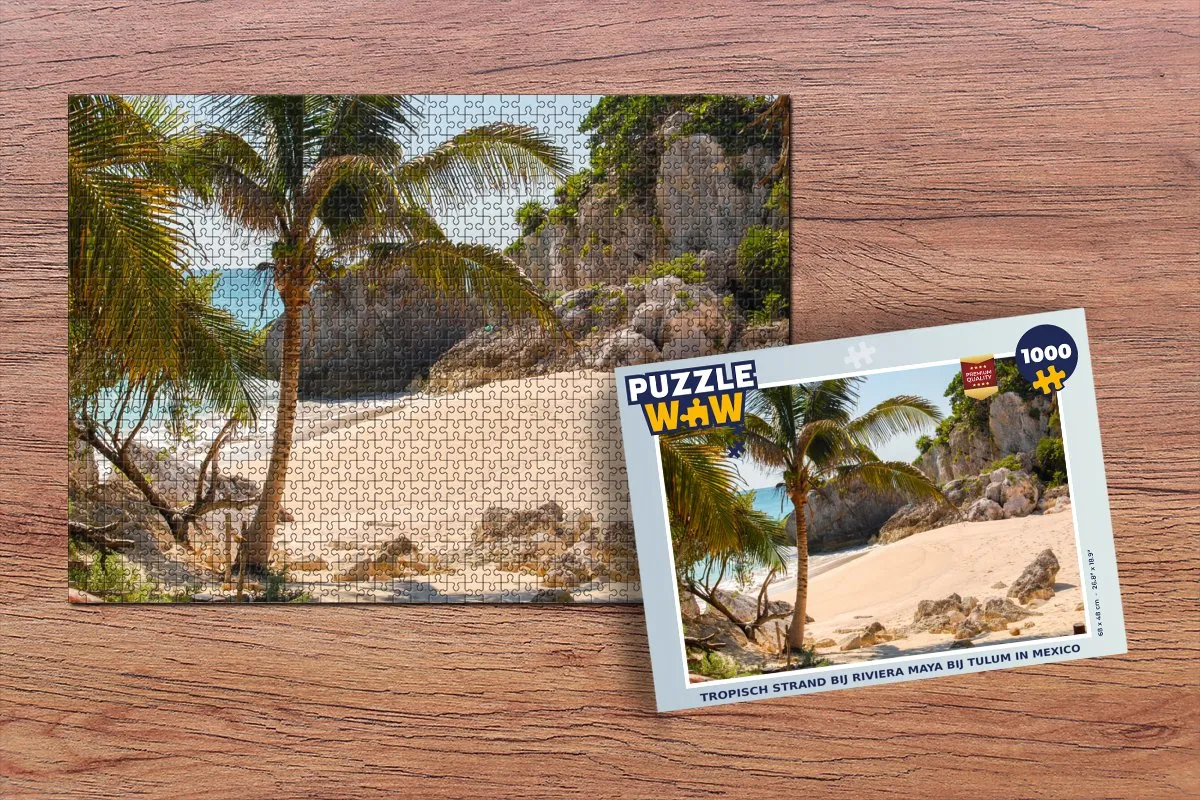 PuzzleWow Tropisch Strand Riviera Maya Tulum Legpuzzel 1000 Stuks - Multicolor