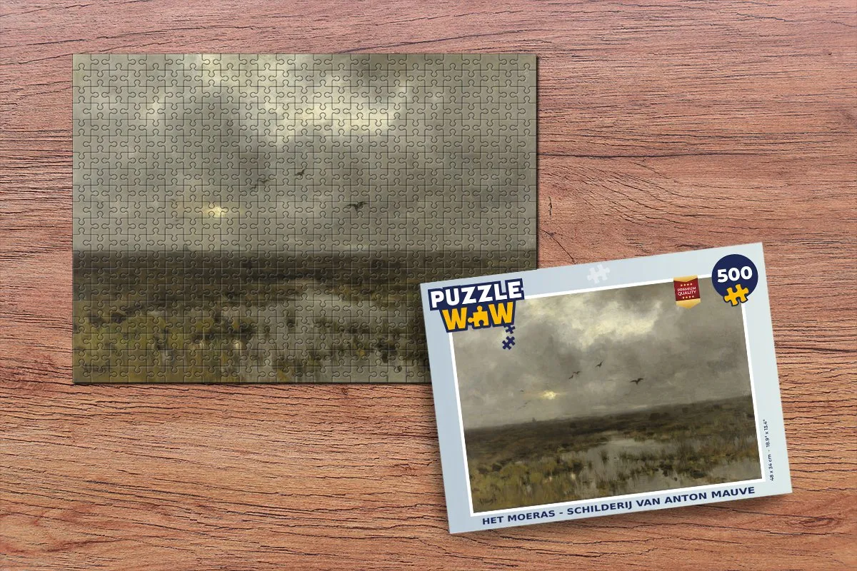 PuzzleWow Het moeras - Anton Mauve Legpuzzel 500 Stuks - Multicolor
