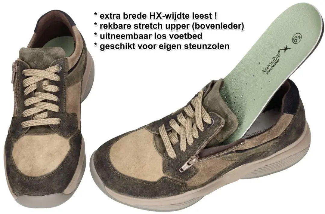 Xsensible SWX 14 Heren Sneakers - 43 - Groen Olijf - afbeelding 5 van 6