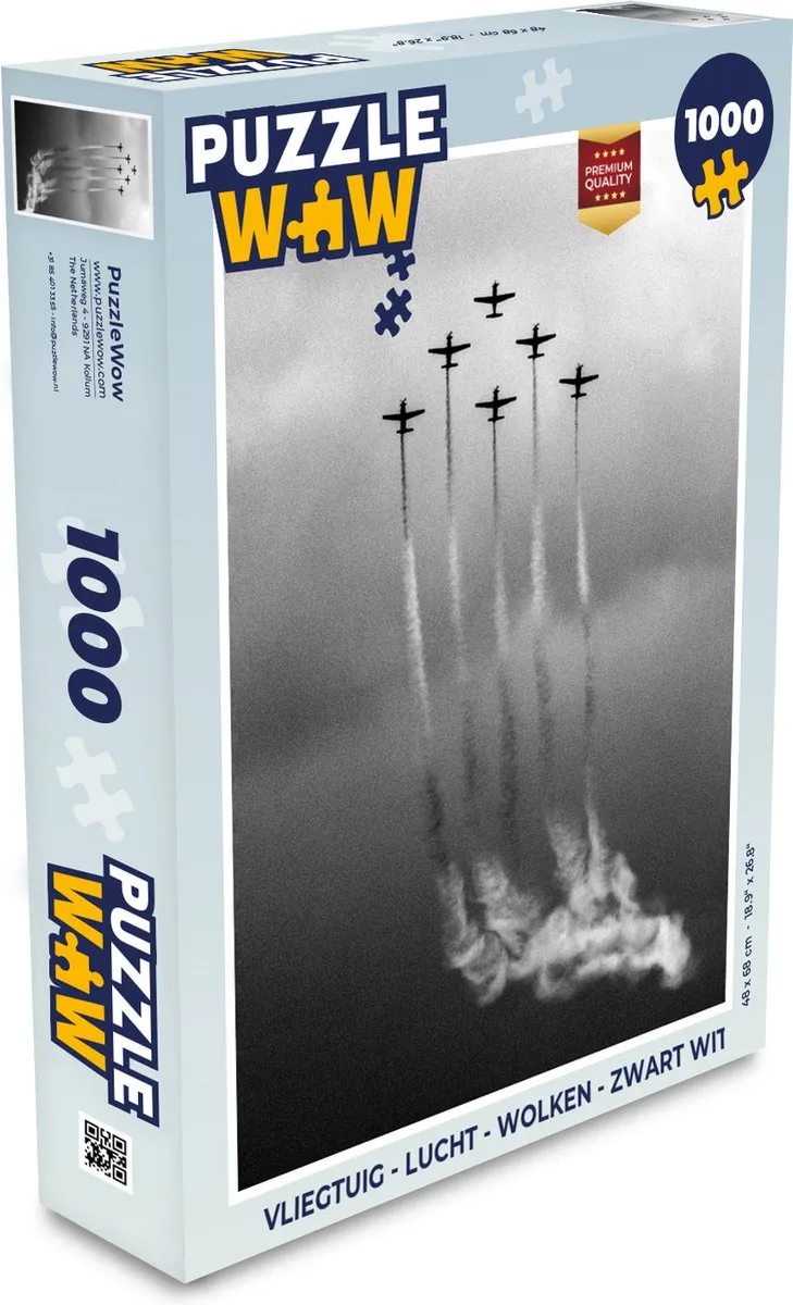 PuzzleWow Vliegtuig Lucht Wolken Legpuzzel 1000 Stuks - Multicolor