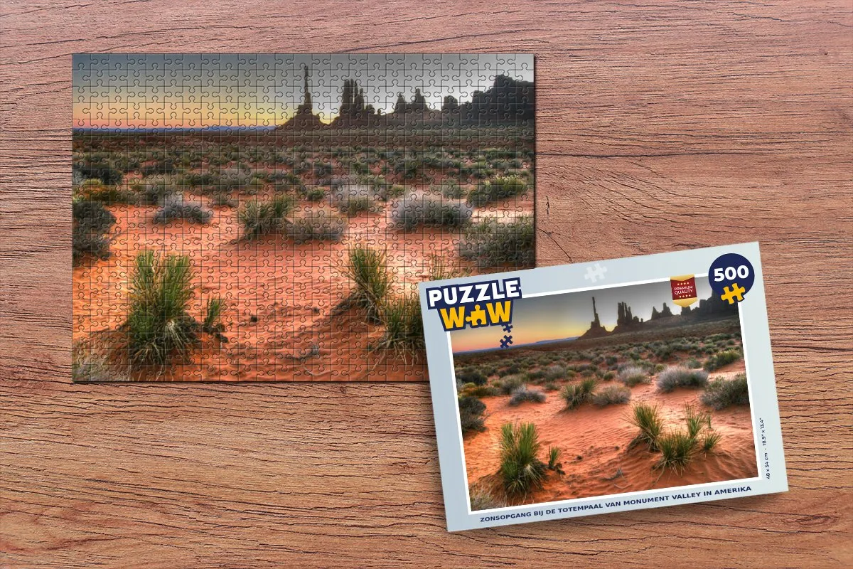 PuzzleWow Zonsopgang Totempaal Monument Valley Legpuzzel 500 Stuks - Multicolor