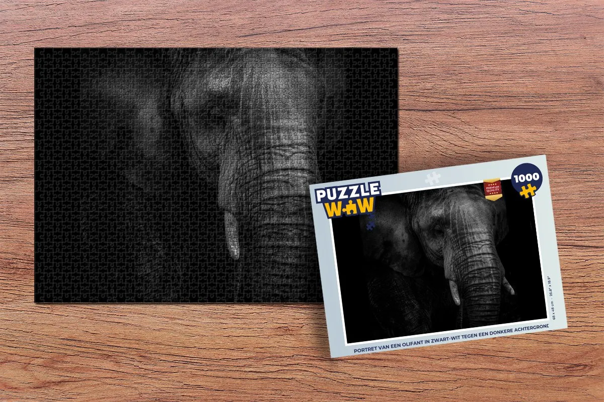 PuzzleWow Legpuzzel Portret van een olifant 1000 Stuks - Multicolor