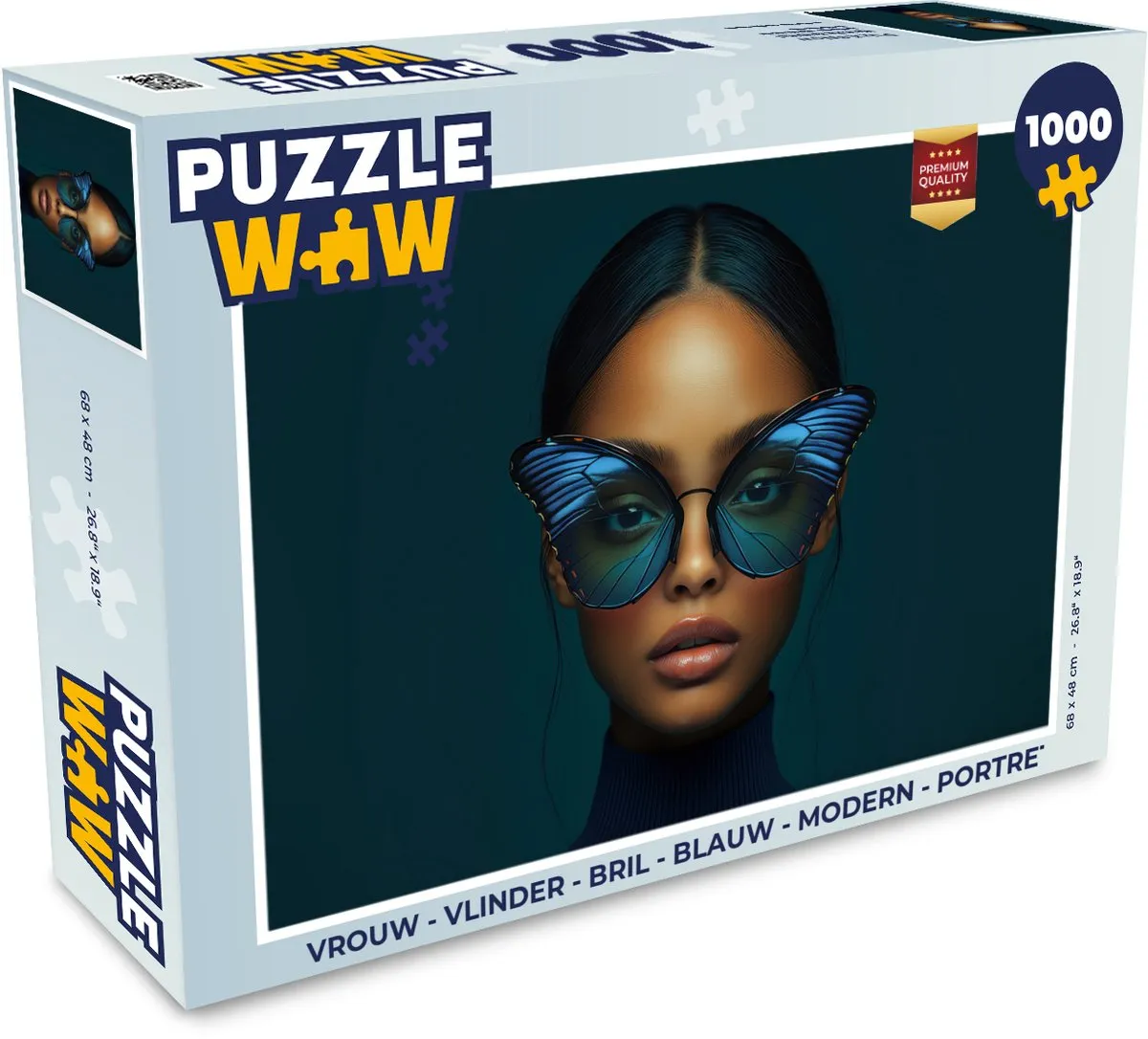 PuzzleWow Vlinder Portret Legpuzzel 1000 Stuks - Blauw