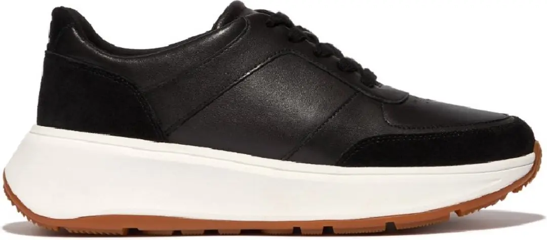 FitFlop F-Mode Suede/Leren Sneakers ZWART