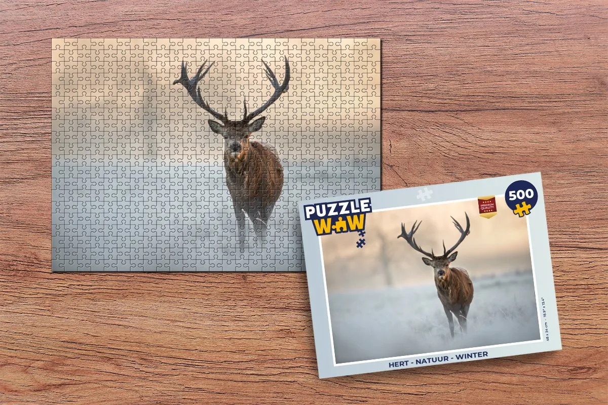 PuzzleWow Hert Natuur Winter Legpuzzel 500 Stuks - Multicolor