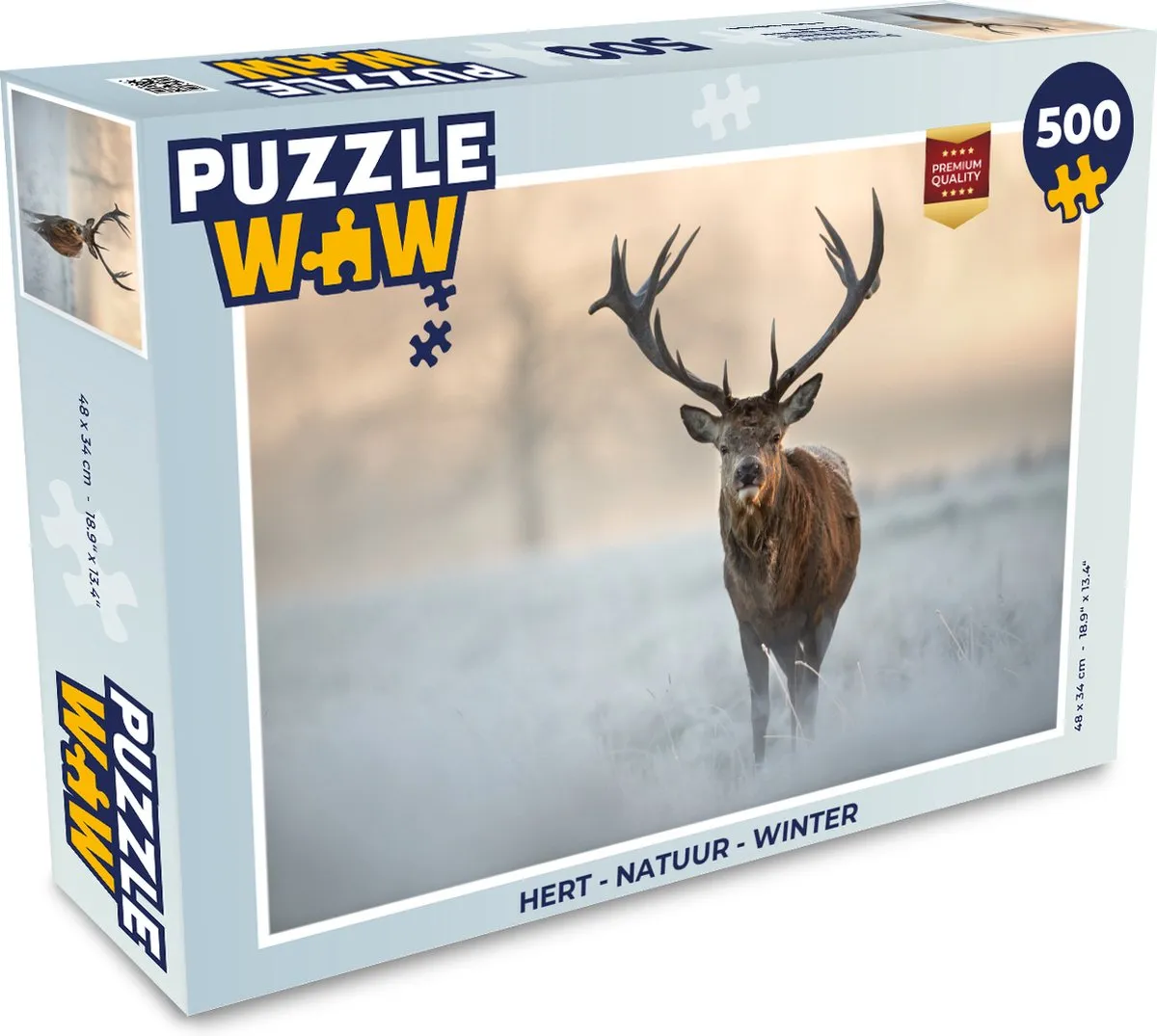 PuzzleWow Hert Natuur Winter Legpuzzel 500 Stuks - Multicolor