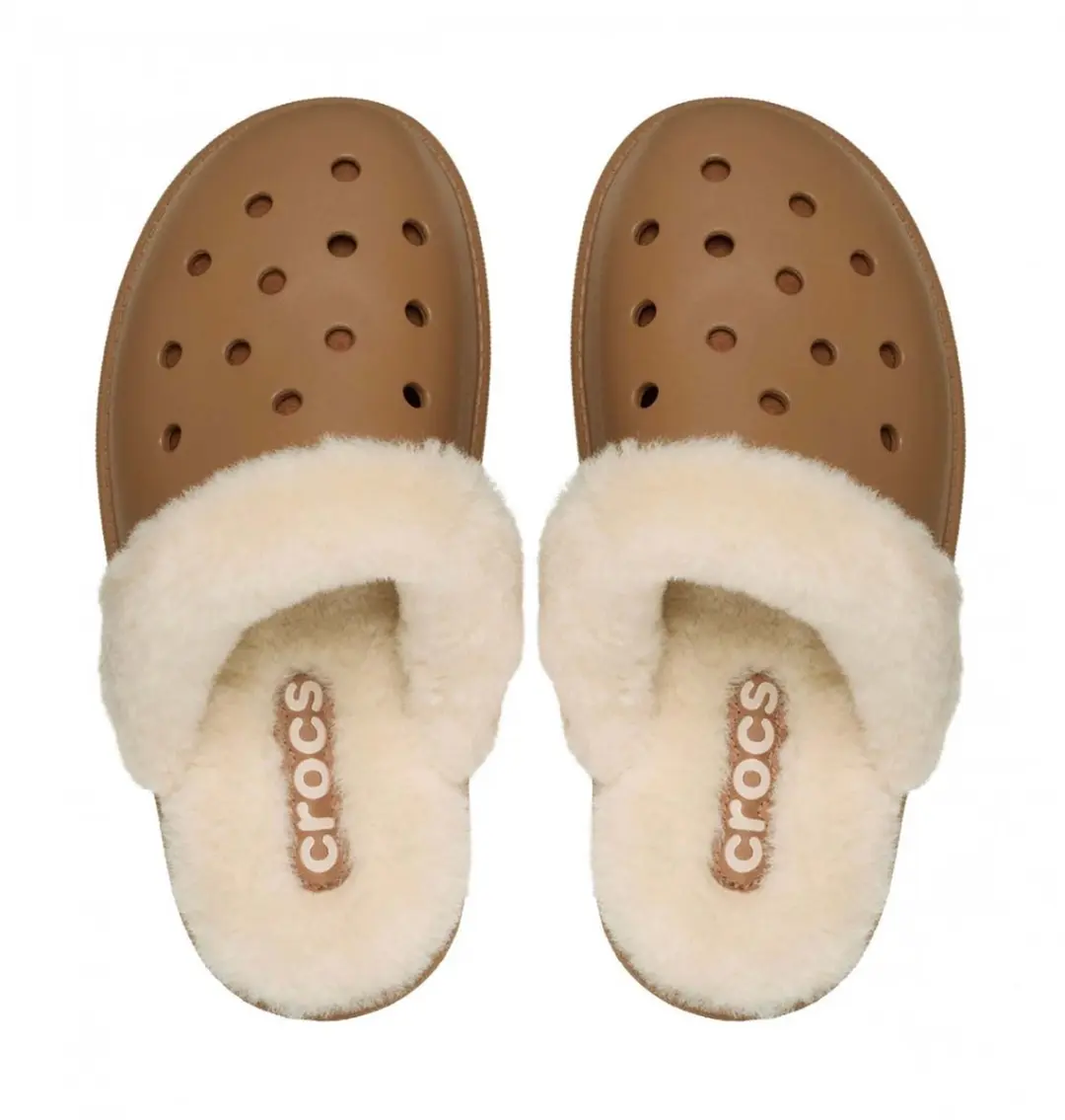 Crocs Classic Fuzz Scuff Slippers 39/40 - Beige